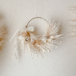 パンパスグラスと小花のハーフリース　　ホワイトゴールド　冬　クリスマス　ドライフラワー　 6枚目の画像