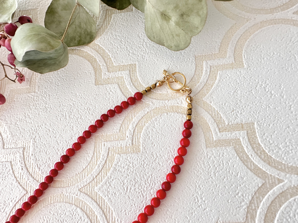 再販【Necklace red holly 】赤のネックレス 4枚目の画像