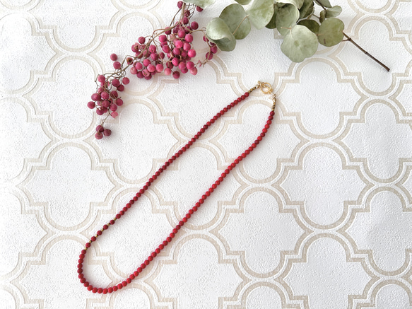 再販【Necklace red holly 】赤のネックレス 2枚目の画像