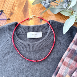 再販【Necklace red holly 】赤のネックレス 5枚目の画像