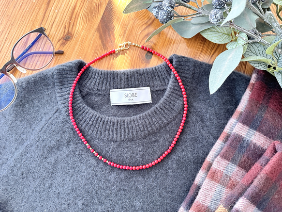 再販【Necklace red holly 】赤のネックレス 5枚目の画像