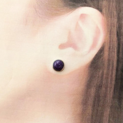 『リセットの石』チャロアイト＊8mm＊サージカルステンレスの耳飾り(ピアス・イヤリング) 2枚目の画像