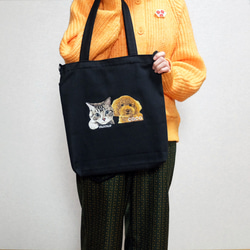 ＼ワッペンプレゼント／ うちの子 トートバッグ キャンバス 刺繍 犬 猫 ショルダー 2way お散歩 nana 5枚目の画像