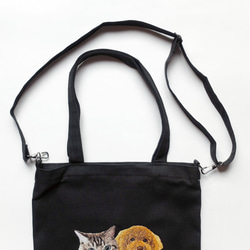 ＼ワッペンプレゼント／ うちの子 トートバッグ キャンバス 刺繍 犬 猫 ショルダー 2way お散歩 nana 8枚目の画像