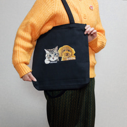 ＼ワッペンプレゼント／ うちの子 トートバッグ キャンバス 刺繍 犬 猫 ショルダー 2way お散歩 nana 4枚目の画像