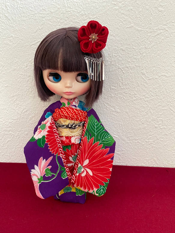 88 87 ドール着物　22cmドール着物 振袖 躑躅色野に咲いて【27cmドール振り袖着物】 おもちゃ・人形