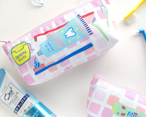 歯ブラシケース スペアミント・ピンク系 歯磨きセットの収納に