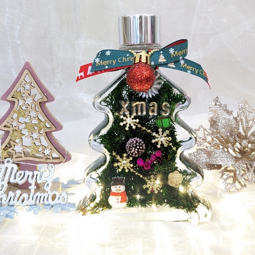 No.155 ハーバリウム クリスマスツリー ねこ瓶(小) ご確認用 No.155