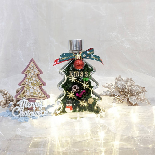 ラブリークリスマス★ツリー＆雪の結晶２サイズ(固まるハーバリウム)３点セット ラブリークリスマス☆ツリー＆雪の結晶2サイズ(固まるハーバリウム)3