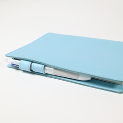 A6　手帳カバー　本革　牛革　バタフライストッパー　可愛い　水色　スカイブルー　青　タッセル 5枚目の画像