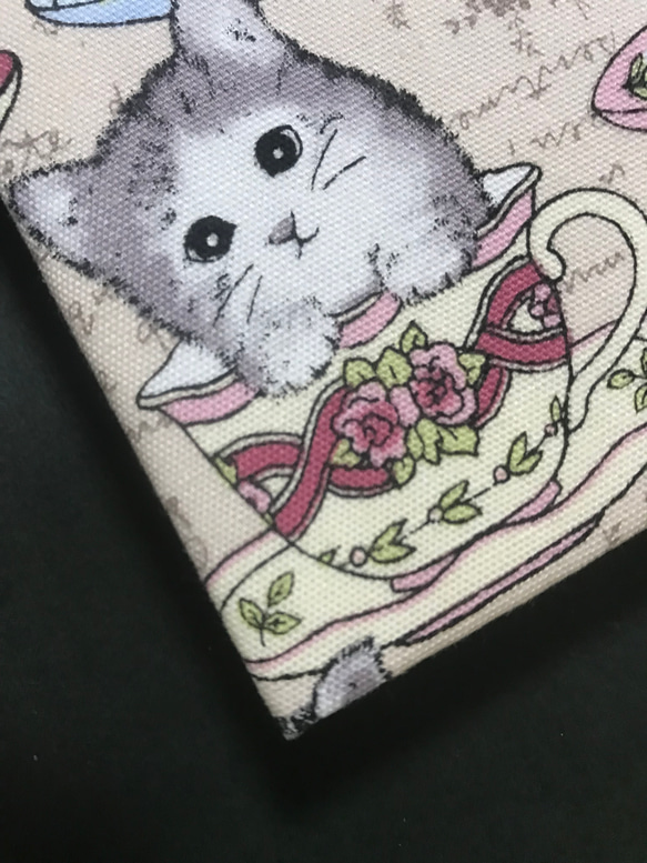 1326.  御ちゅ〜る印帳＊FUWARI＊『kitten in a cup 』キルト芯使用　【落款印あり】　11山 6枚目の画像