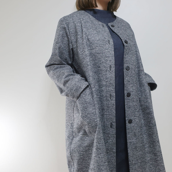 穿起來也寬鬆單調❣️可愛造型繭型大衣（棉/灰） 第1張的照片