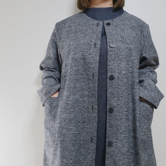 穿起來也寬鬆單調❣️可愛造型繭型大衣（棉/灰） 第2張的照片