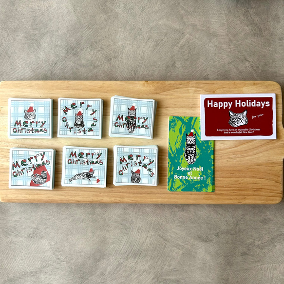 [happy holidays] フランス語猫のクリスマスカード 6枚目の画像