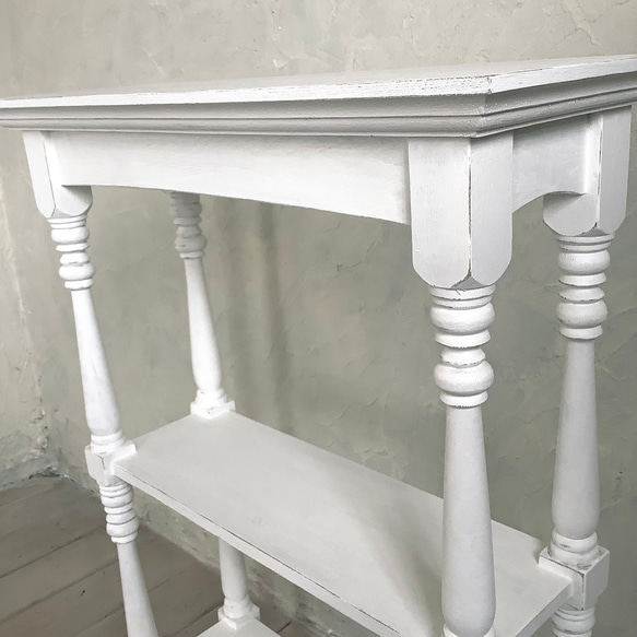 【受注制作】コンソールテーブル・飾り棚・木製・シェルフ・キレイ目・ホワイト・フレンチ・シャビー(#101) 飾り棚 はこちらです RIZ3168571307(24480円)