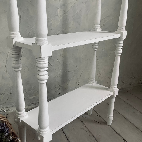 【受注制作】コンソールテーブル・飾り棚・木製・シェルフ・キレイ目・ホワイト・フレンチ・シャビー(#101) 飾り棚 はこちらです RIZ3168571307(24480円)