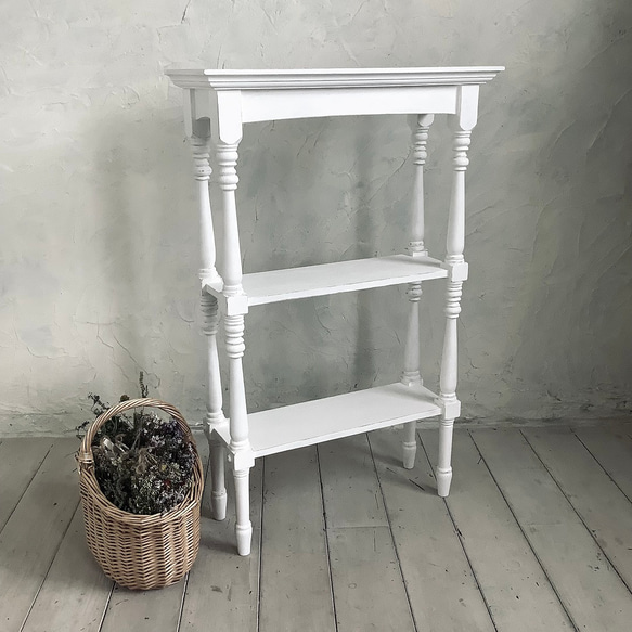 【受注制作】コンソールテーブル・飾り棚・木製・シェルフ・キレイ目・ホワイト・フレンチ・シャビー(#101) 飾り棚 はこちらです RIZ3168571307(24480円)