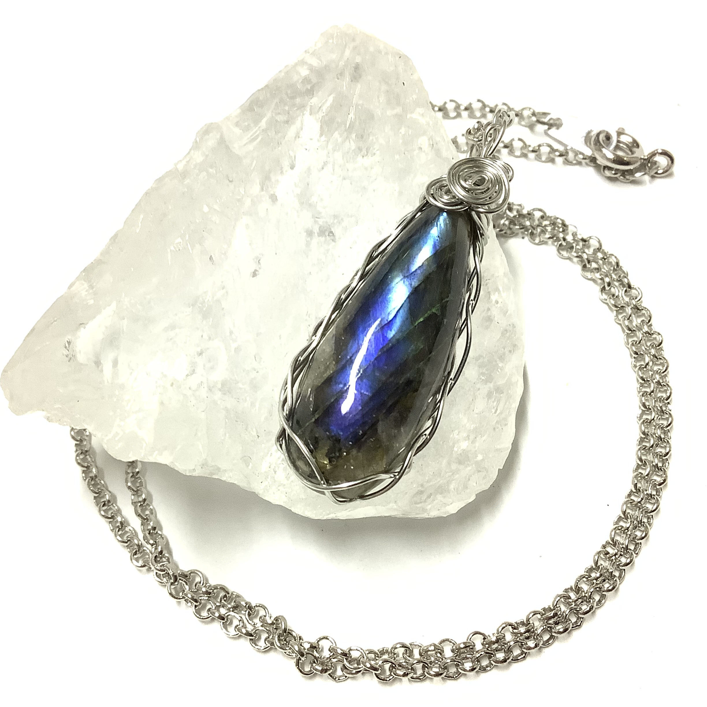 一点物☆ ヒーリングストーン 天然石 スペクトロライト ネックレス ①