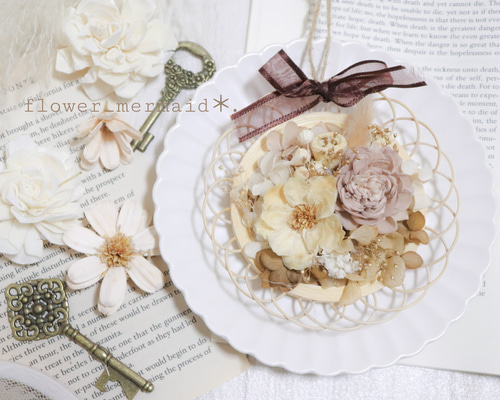 アネモネ×薔薇×木ノ実のハロウィンリース♡秋リース♡フラワーリース  