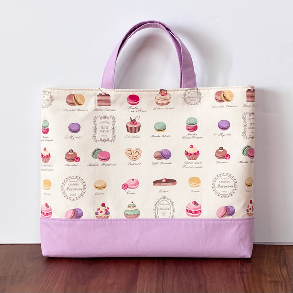 ◇オーダー受付中◇スイーツ柄×ドット入園・入学セットレッスンバッグ