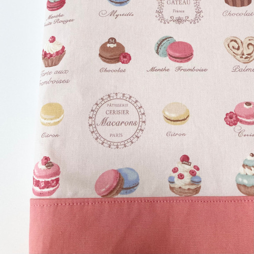 チョコ⭐︎レッスンバッグ等3点⭐︎女の子マカロン柄入園入学⭐︎ハンドメイド チョコ⭐︎レッスンバッグ等3点⭐︎女の子マカロン柄入園入学