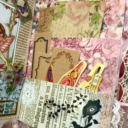 ジャンクジャーナル✩雑記帳♡メモ帳付き❀ ジャンクジャーナル雑記帳/レースたっぷり『pink dream』1点物