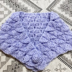 送料込み 手編みのミニ三角ショール(パープル 2点限) マフラー こうみ