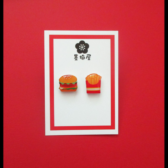 【選べるピンバッジミニ】ハンバーガー・フライドポテト 1枚目の画像