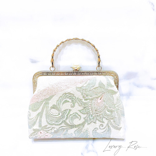 1点物♡格高いオーロラ濃密刺繍の最高級西陣帯地スノーパールピンク