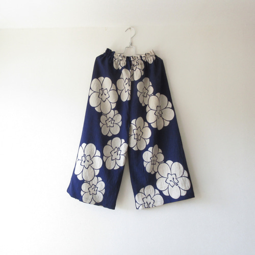 ☆古布木綿着物ガウチョパンツ☆花柄♪/31kg017 キュロット