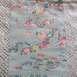 ７４３９　花柄の着物で作った巾着袋　＃送料無料 4枚目の画像