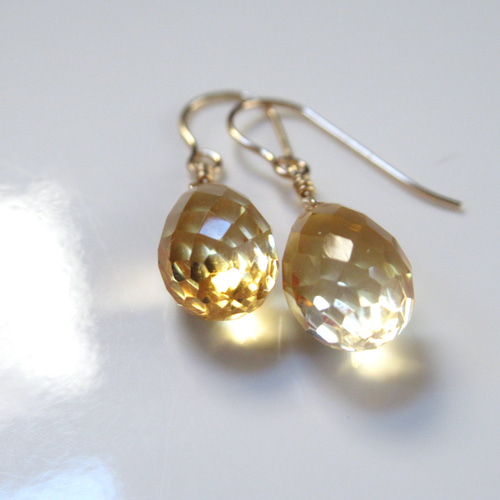 バイカラーシトリン 宝石質 ドロップカット ***(14Kgf・Silver)ピアス 
