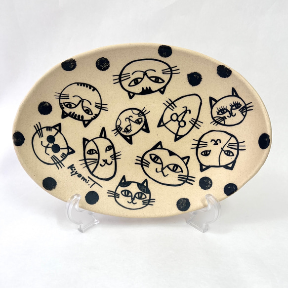 陶工房Ronさん　猫　大皿　オーバル皿　楕円皿　楕円鉢　作家　うつわ 陶工房Ronさん 猫 大皿 オーバル皿 楕円皿 楕円鉢 作家 うつわ