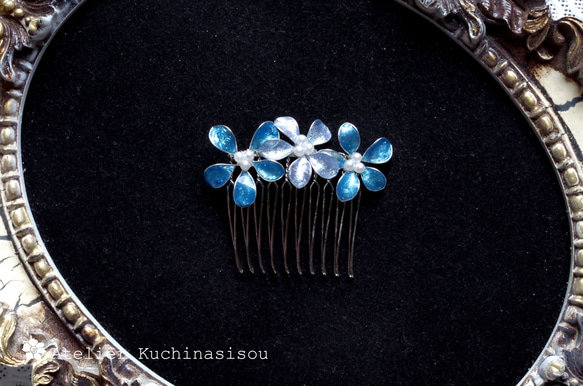 【訂做】美甲花梳&lt;藍色&gt; 第5張的照片