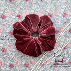 掲載作品⭐️4点売れました⭐️《大人なワインレッド 》プラム ボルドー ベルベット 別珍 ベロア シュシュ ヘアゴム 5枚目の画像