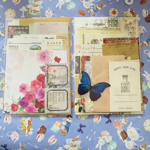 専用　　コラージュ素材おすそ分け　5セット おすそ分けセット コラージュ素材紙 紙ものなど No.5 メモ帳