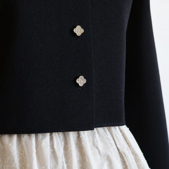 在庫僅か！【スタイルアップ効果◎】ミラノリブ 襟付きジャケットボレロ【ブラック】 ミラノリブ