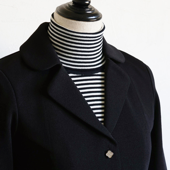 在庫僅か！【スタイルアップ効果◎】ミラノリブ 襟付きジャケットボレロ【ブラック】 ミラノリブ