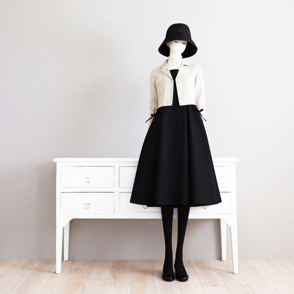 在庫僅か！【スタイルアップ効果◎】ミラノリブ 襟付きジャケットボレロ【ブラック】 ミラノリブ