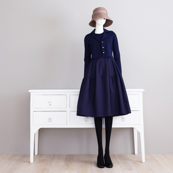 在庫僅か！【スタイルアップ効果◎】ミラノリブ 襟付きジャケットボレロ【ブラック】 ミラノリブ