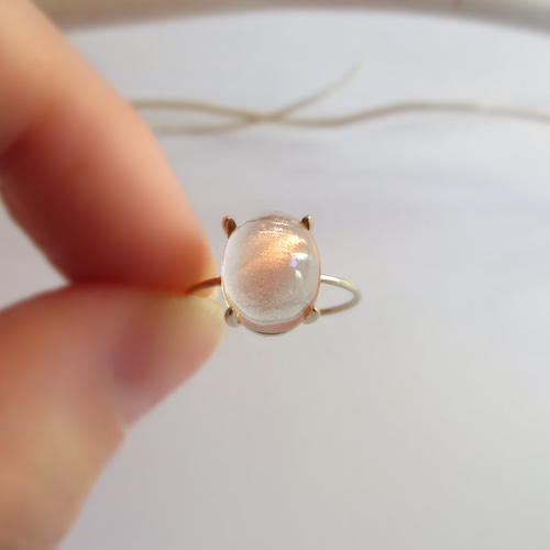 K10【希少石】高品質10×8mm「オレゴンサンストーン」リング 指輪