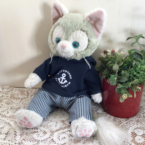 ジェラトーニ　ぬいぐるみ フード付きジャケット ジェラトーニ マリンマーク付き紺パーカーセット ダッフィー 服 その他