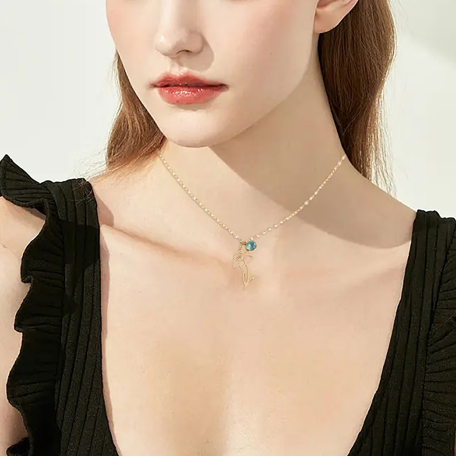 オーダーメイド 誕生花 名入れネックレス シルバー 誕生石 名前ネームネックレス カスタムネックレス花 誕生日周年記念日