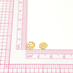 【200個】 7mm  ビーズキャップ  透かし花座/座金  カツラ  お花/フラワーパーツ  ゴールド 2枚目の画像