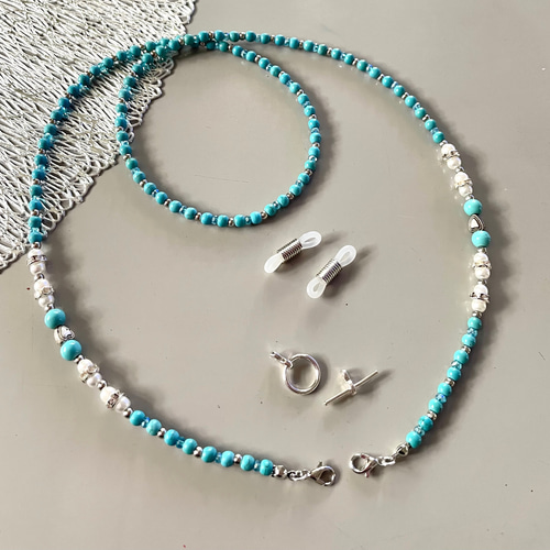 【パラスパレス】未使用　ストールピン　パール ターコイズ パラスパレス】未使用 ストールピン パール ターコイズ