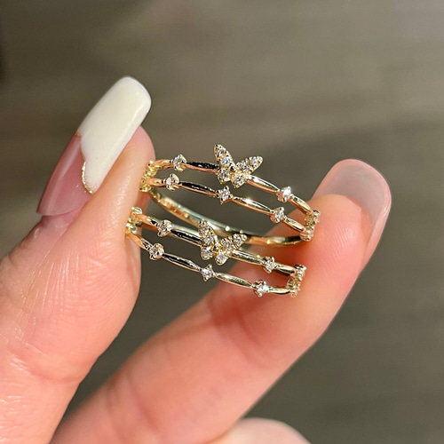 10Kゴールド バタフライモチーフ ピンキーリング 2個セット 楽天市場】バタフライモチーフ K10カラーゴールド ピンキー