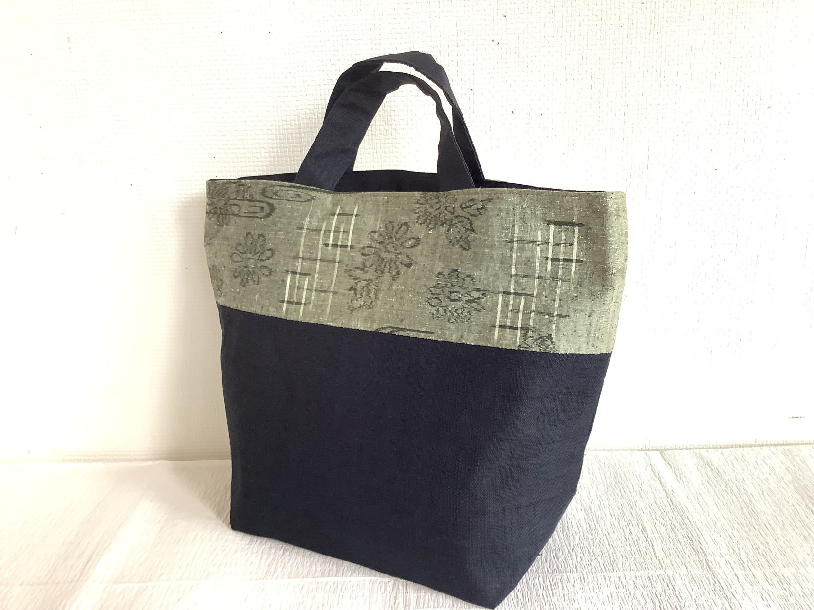 伝統織物のトップブランド塩沢織　麻絹 トートバッグD46