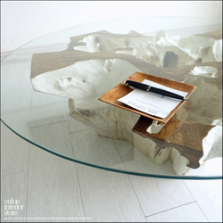 チークガラステーブルA03 座卓 円卓 円形テーブル センターテーブル 丸テーブル リビングテーブル 座敷机 6枚目の画像