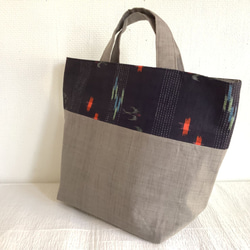 伝統織物のトップブランド塩沢織　麻絹 トートバッグD59 1枚目の画像