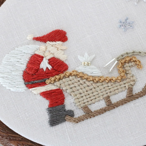 クリスマス刺繍ファブリックパネル 刺繍パネル「クリスマスツリー」ファブリックパネル 手刺繍